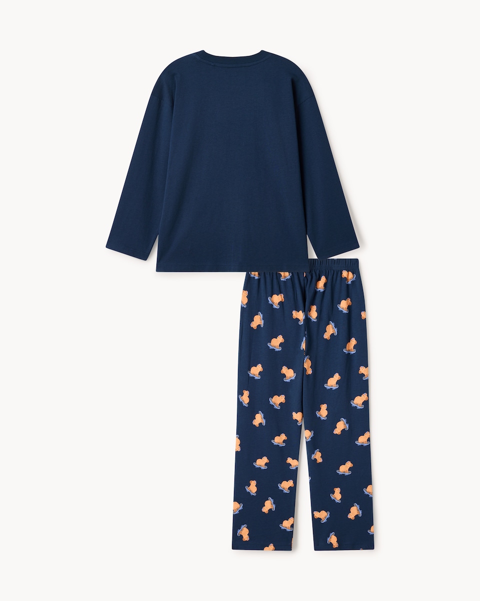 image 1 of F&F Boys Capybara Pyjama Set in Navy