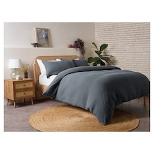 F&F Home Bedding Muslin Blue Duvet Set King