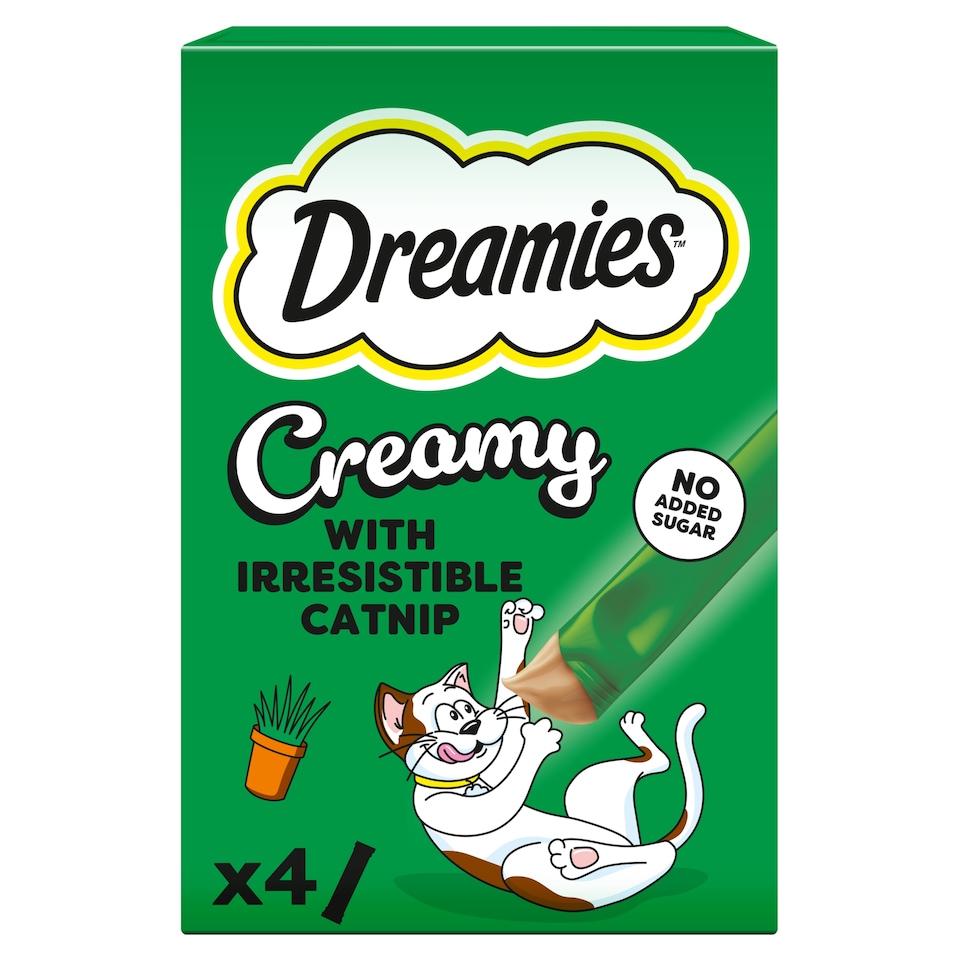 image 1 of Dreamies Creamy Cat Treats with Catnip 4 x 10g