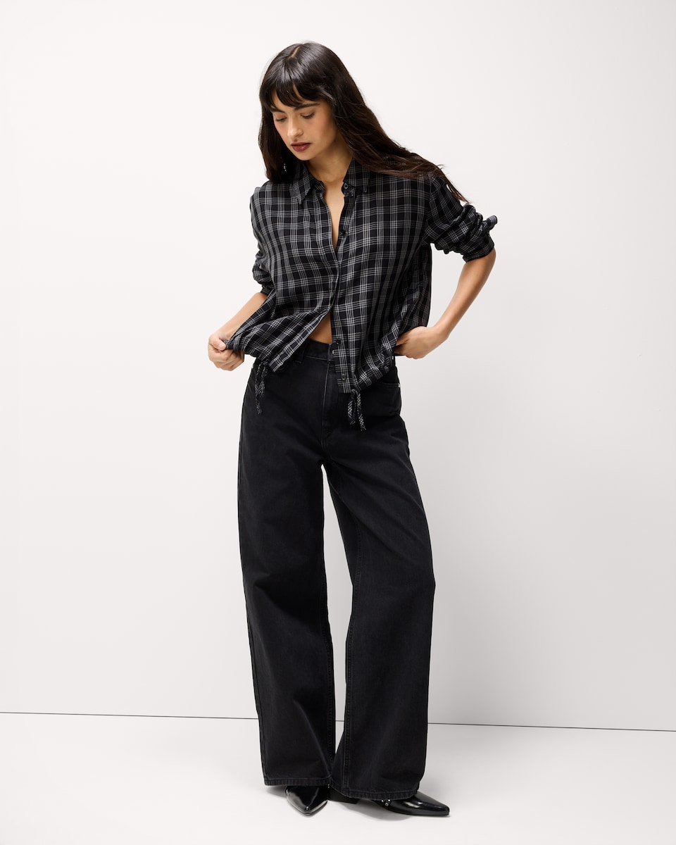 image 1 of F&F Checked Oversized Fit Shirt in Multi Grey
