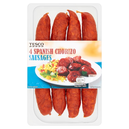 Tesco 4 Spanish Chorizo Sausages 325g Tesco Groceries