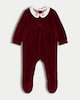image 1 of F&F Baby Cotton Rich Velour Bow Accent Sleepsuit in Purple