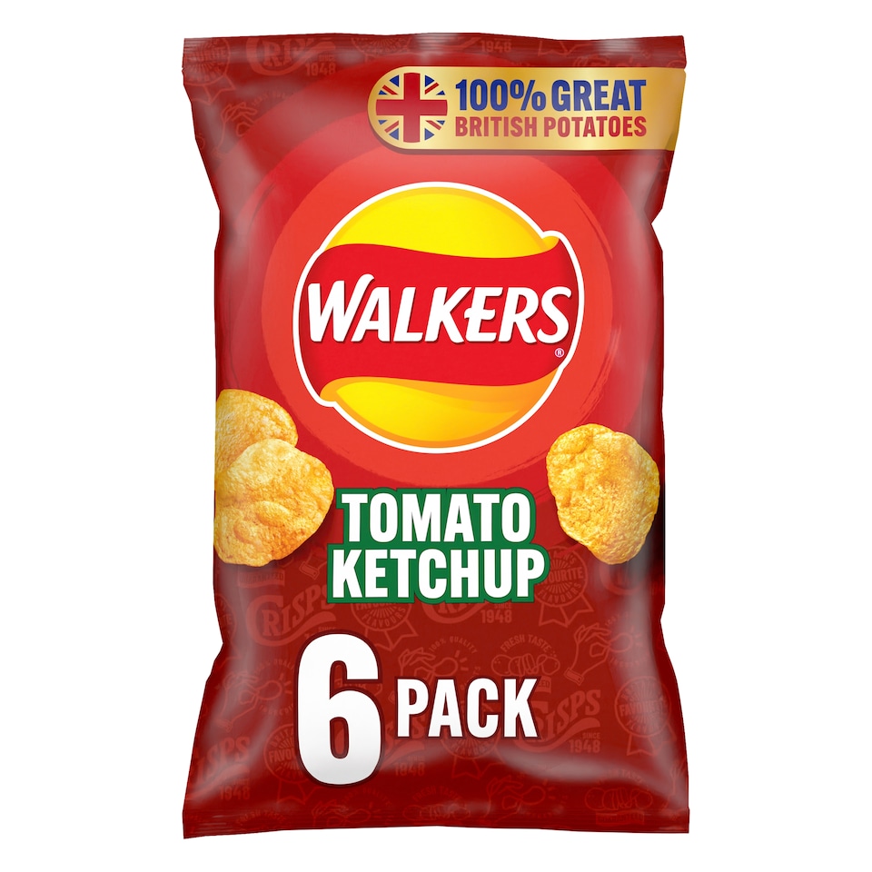 image 1 of Walkers Tomato Ketchup Crisps 6X25g