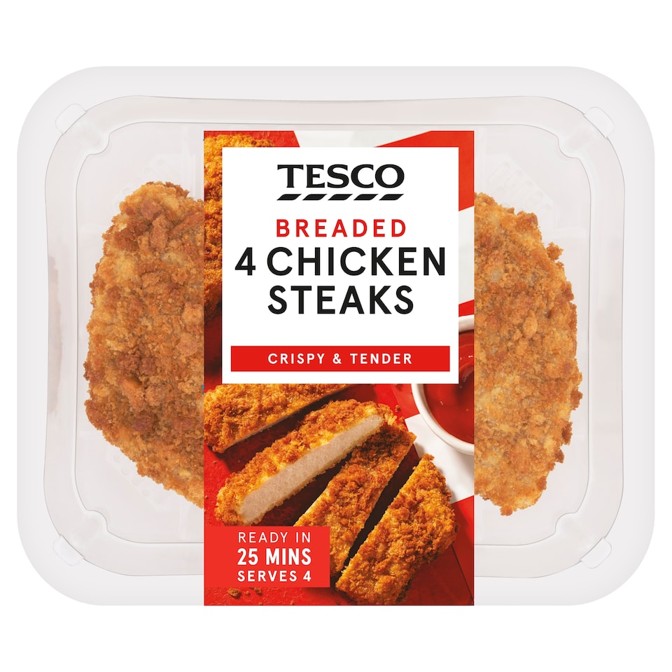 Tesco 4 Breaded Chicken Steaks 505g (C)