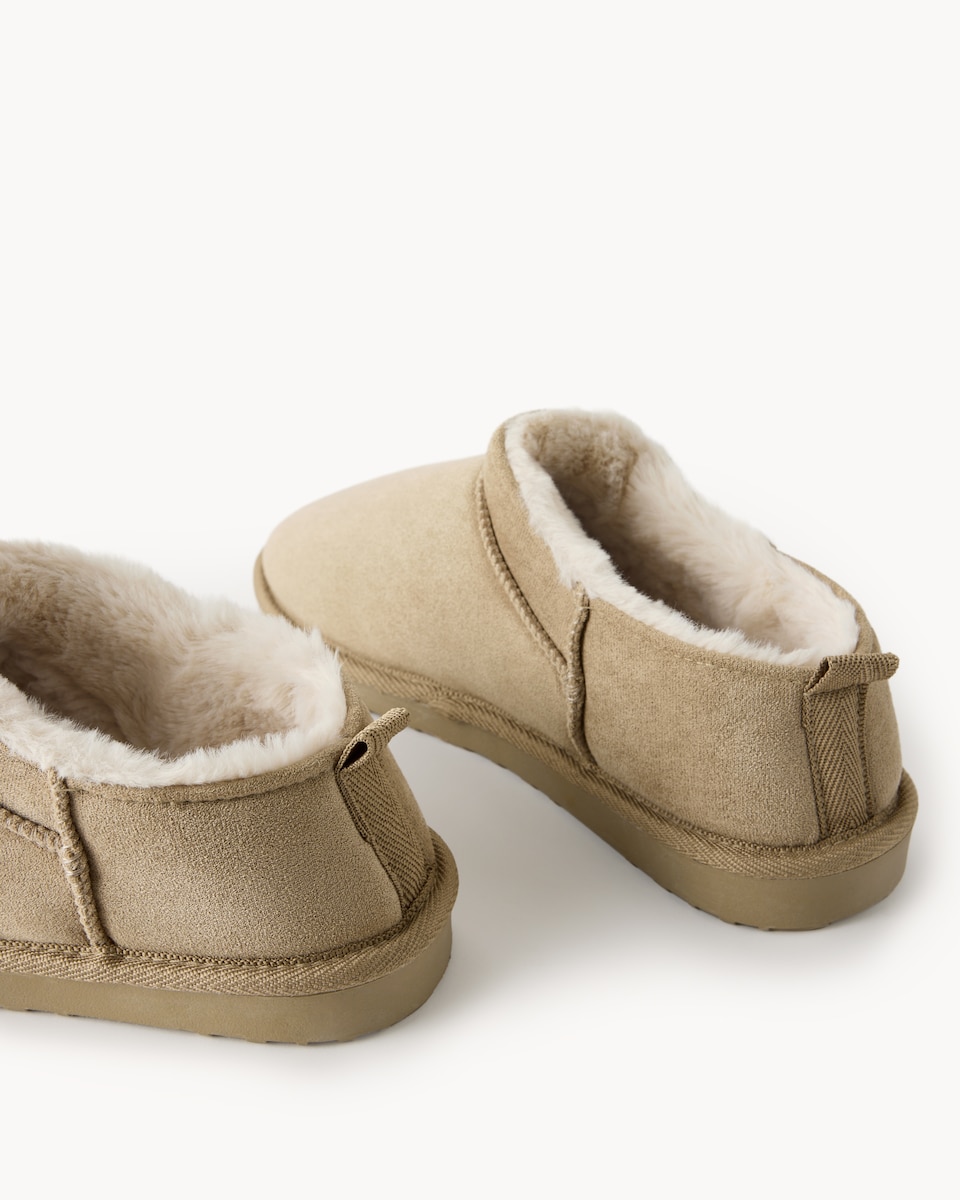 image 1 of F&F Faux Suede Slipper Boots in Tan