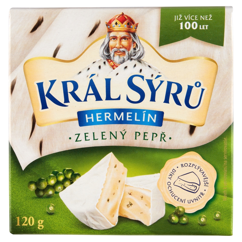 Obrázek 1 pro produkt Král Sýrů Hermelín zelený pepř 120g