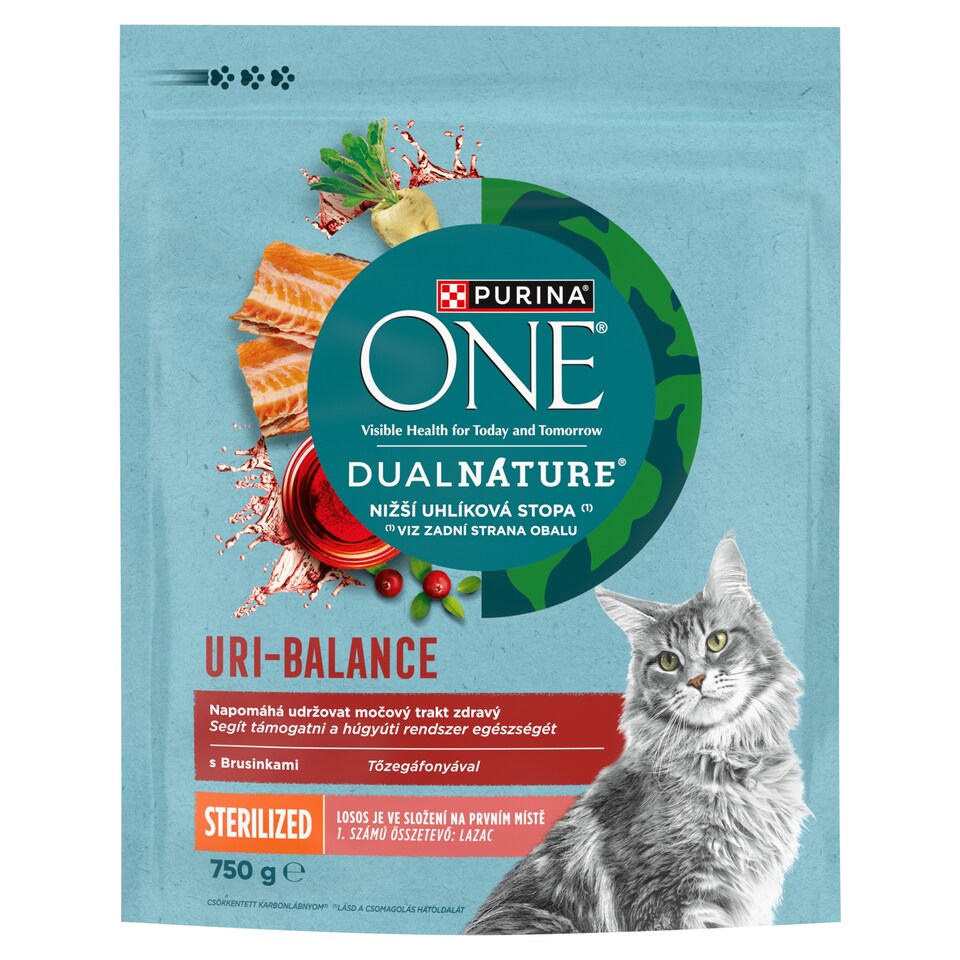 Purina One Dual Nature Tőzegáfonya Steril Lazaccal száraz macskaeledel 750 g