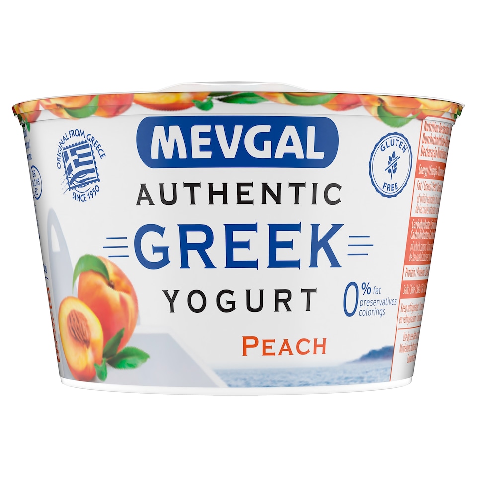 MEVGAL Authentic Greek yogurt peach 0% Fat 150g