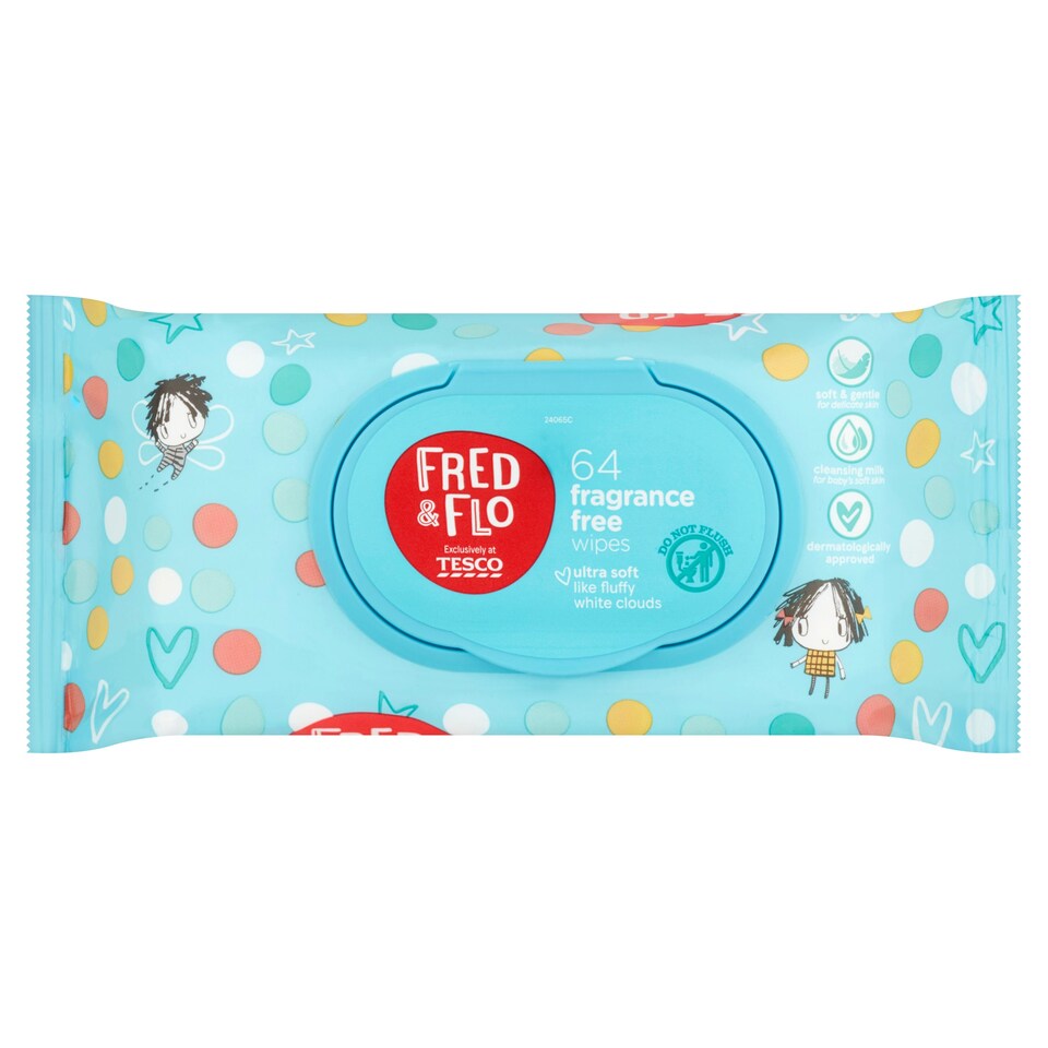 Fred And Flo 64 Fragrance Free Wipes