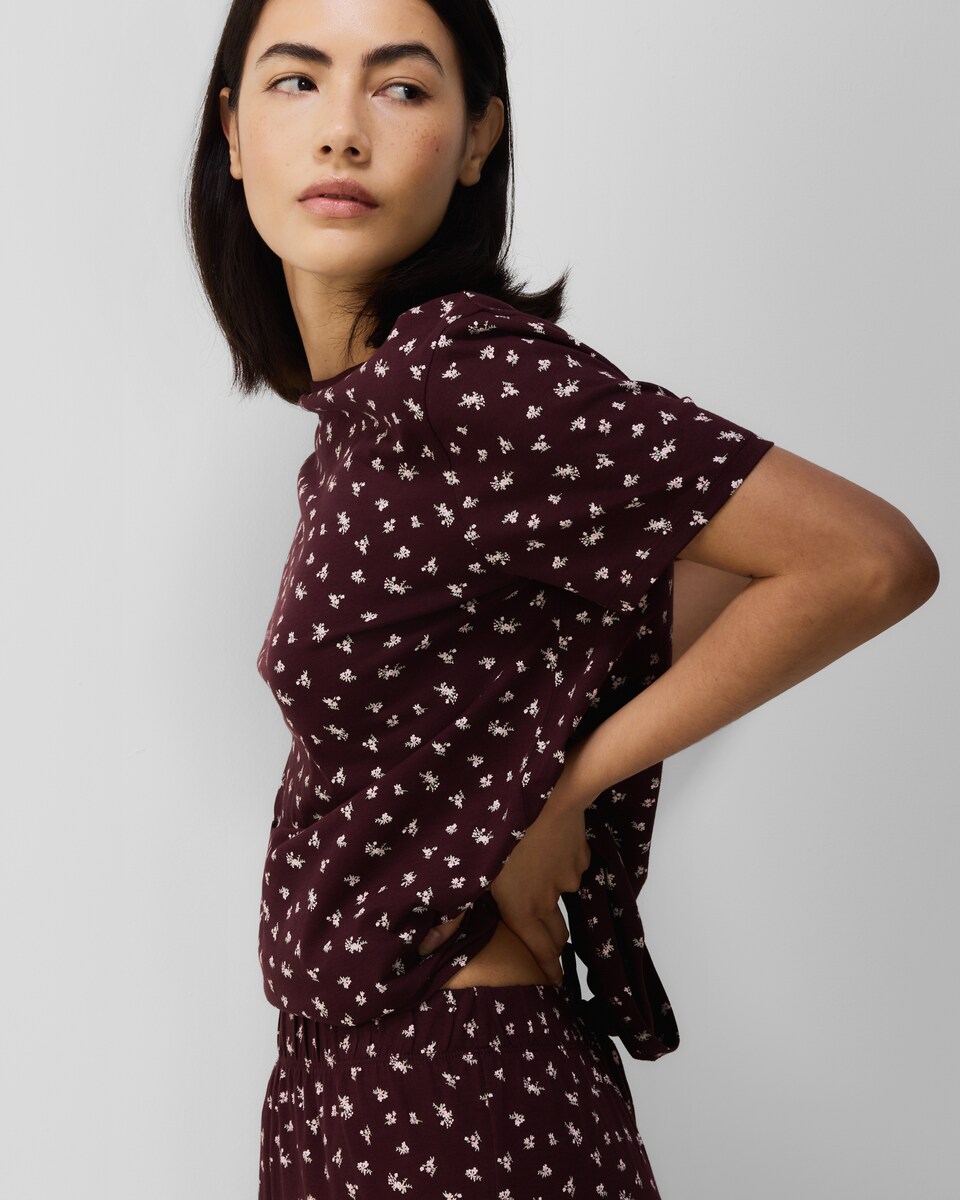 image 1 of F&F Pure Cotton Floral Print Pyjama Set in Multi Purple