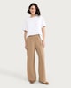 image 3 of F&F Pleated Wide Leg Joggers in Beige