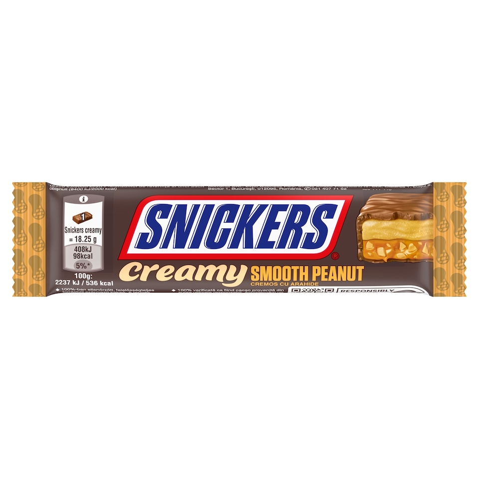 Snickers Creamy Milk Chocolate with Peanut Cream and Caramel 2 x 18,25 g (36,5 g)