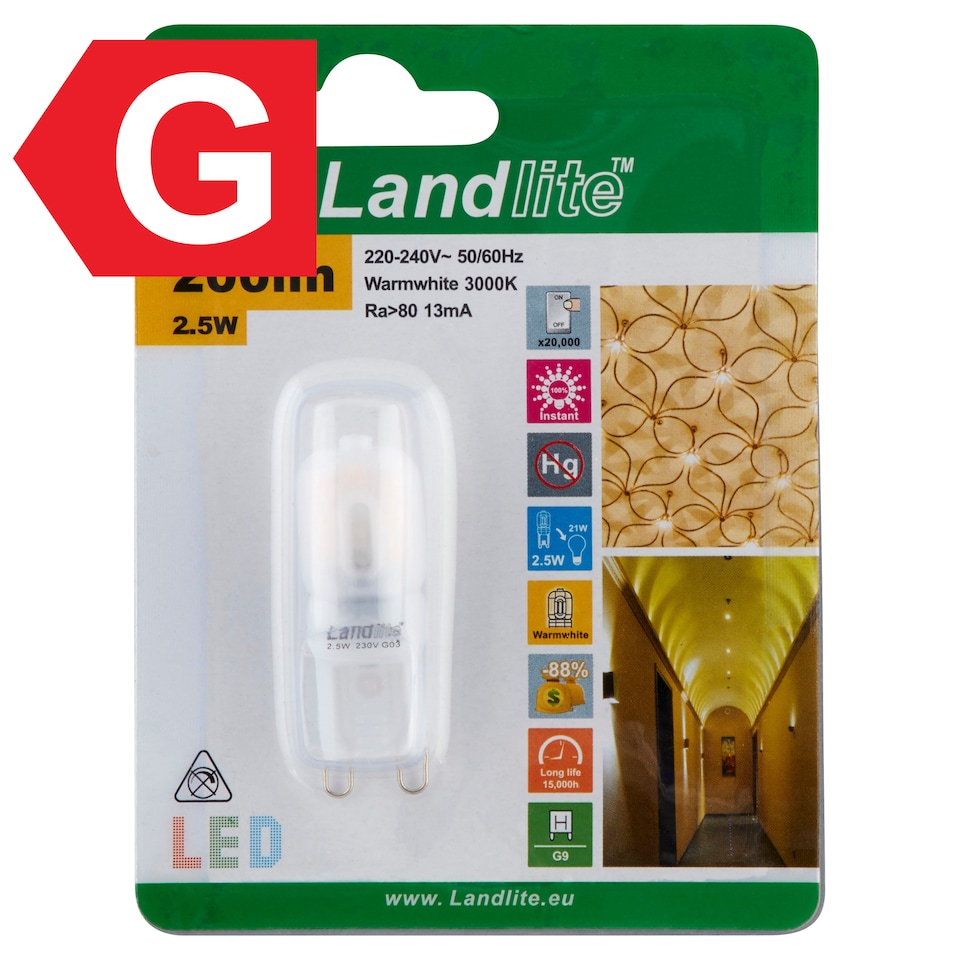 Landlite G9 200 lm 2,5 W 3000K LED izzó  1. kép