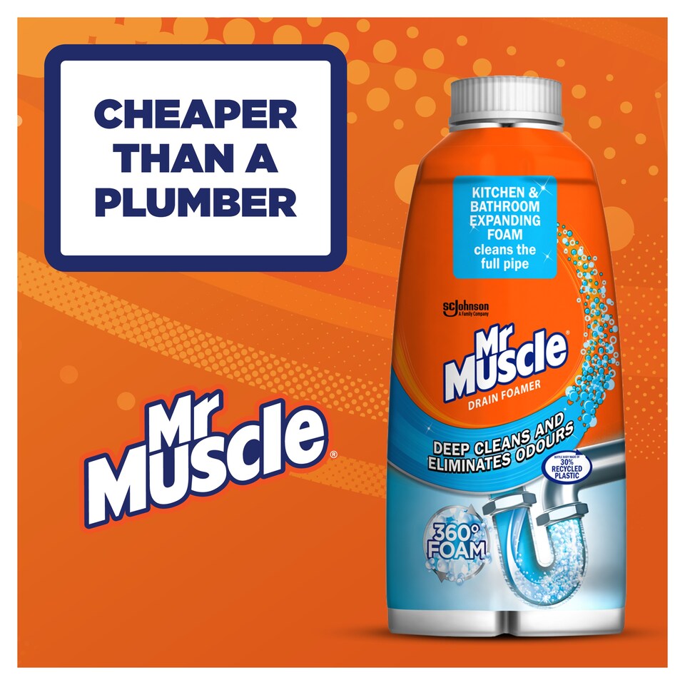 image 1 of Mr Muscle Drain Foamer Pipe Cleaner - Deep Clean & Odour Eliminator 500ml