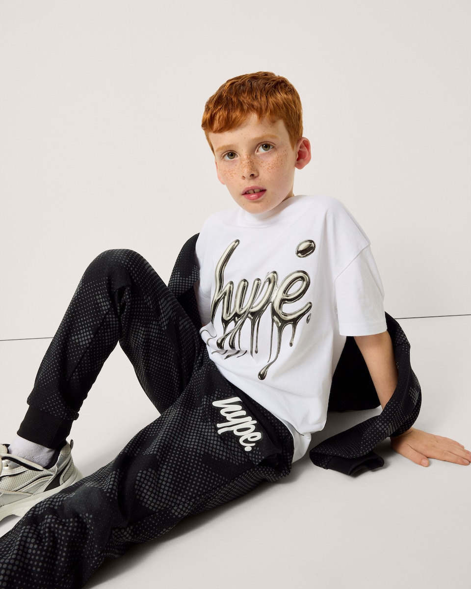 image 1 of Hype Cotton Rich Camo Cuffed Joggers in Black