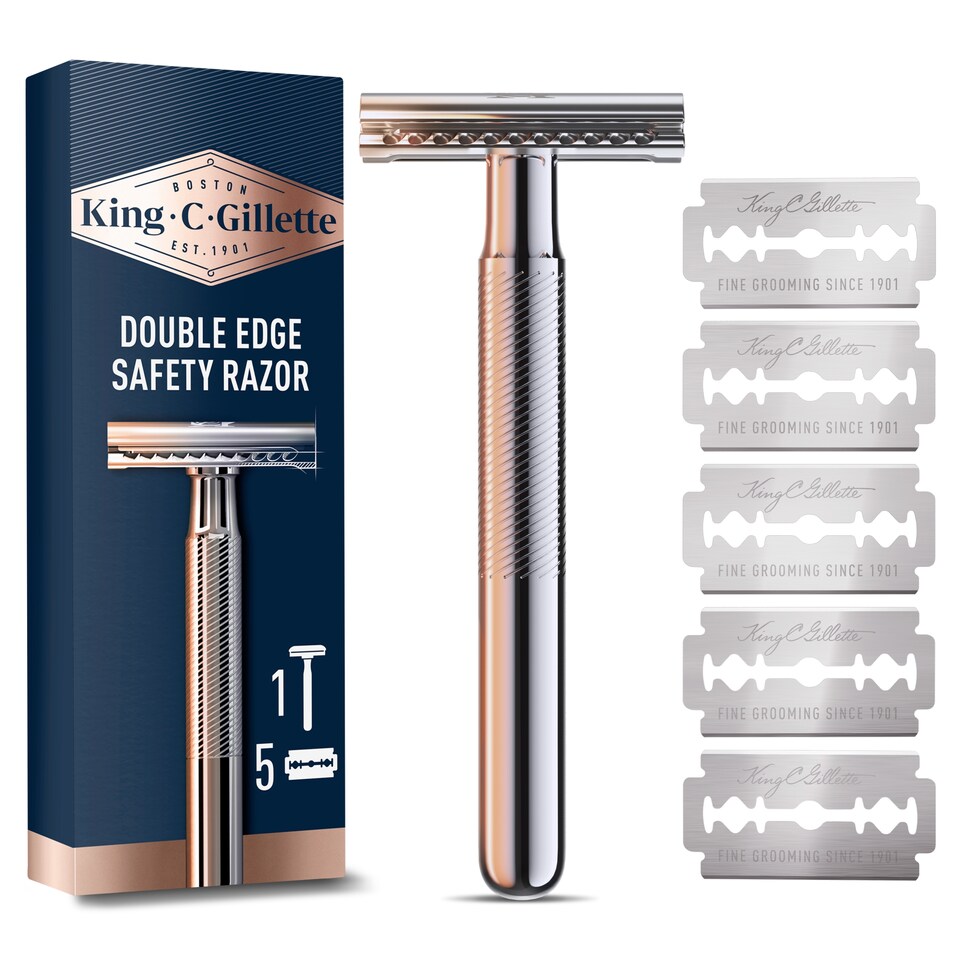 image 1 of King C Gillette Men's Double Edge Razor & 5 Razor Blade Refills
