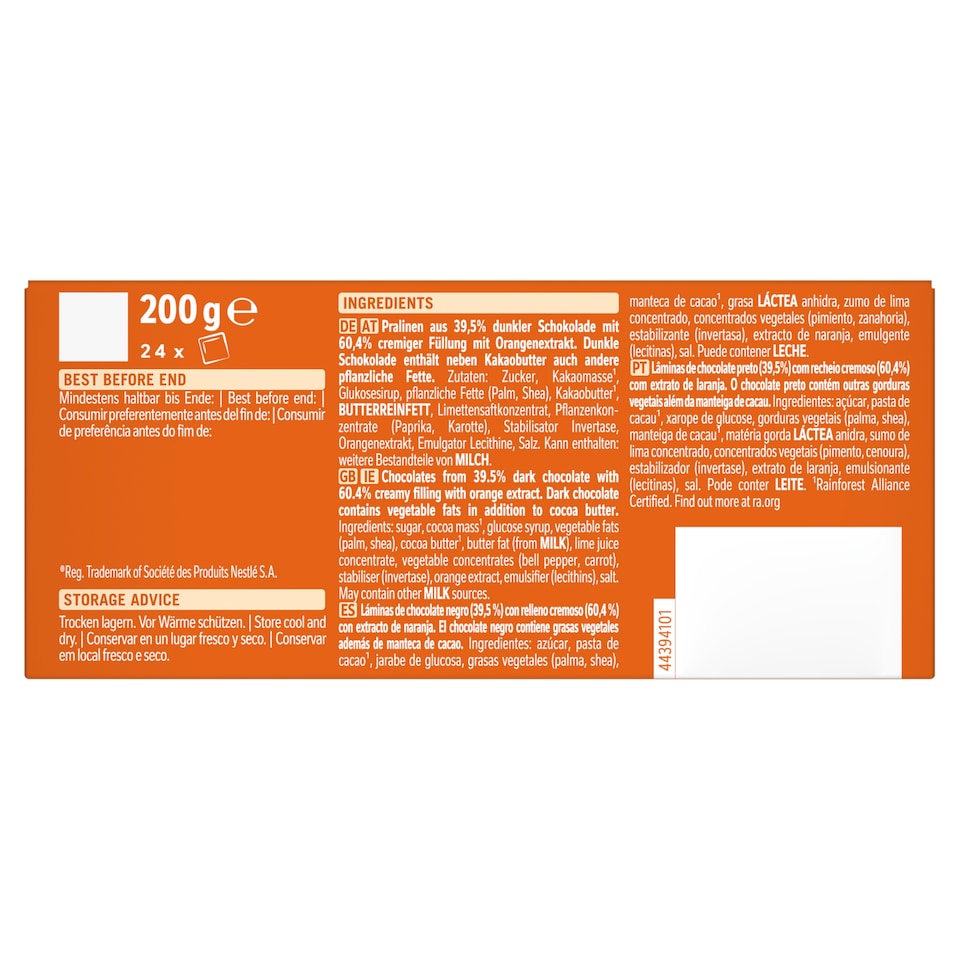 image 1 of After Eight Orange Flavoured Dark Chocolate 200g
