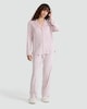 image 2 of F&F Fleece Stripe Print Revere Pyjamas Set in Pink