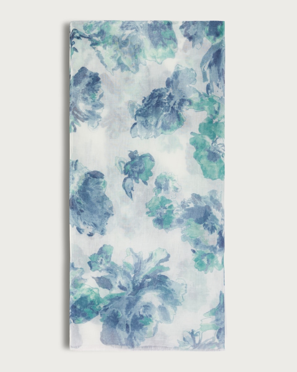 image 1 of F&F Floral Print Scarf in Blue