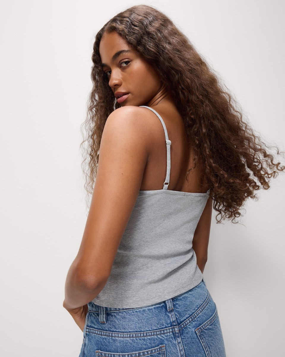 image 1 of OH ME OH MY Cotton Rich Lace Trim Vest in Grey Marl