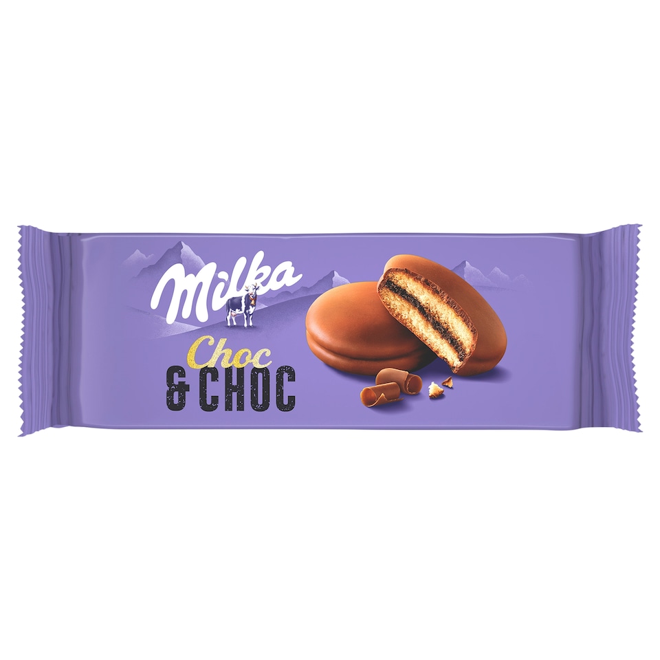 Milka jemné pečivo Choc & choc celomáčené s kakaovou náplní 150g