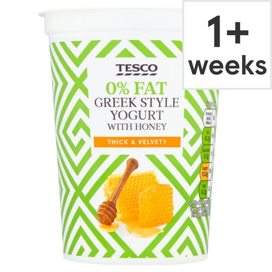 Tesco Greek Style Honey Yogurt 0 Fat 450G Tesco Groceries