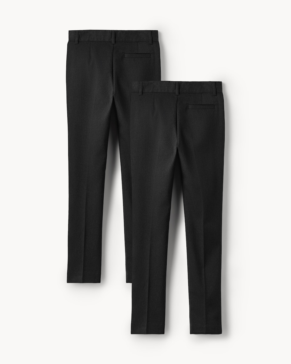 image 1 of F&F School Boys 2-Pack Skinny Fit Longer Length Trousers in Grey