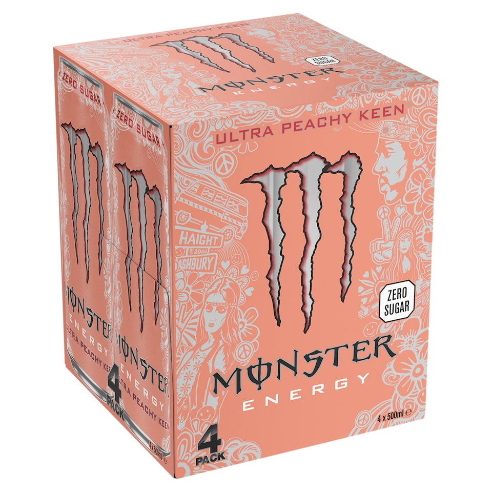 Monster Energy Zero Sugar Ultra Peachy Keen Drink 4x500ml