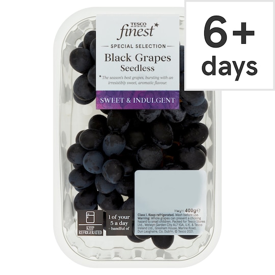 Tesco Finest Black Grapes Seedless 400G Tesco Groceries