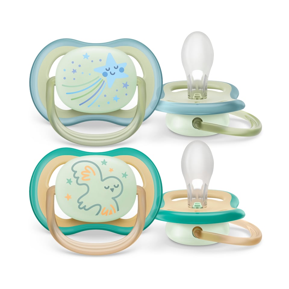 image 1 of  Philips Avent Ultra Air Nighttime Soother 0-6 months 2 pack
