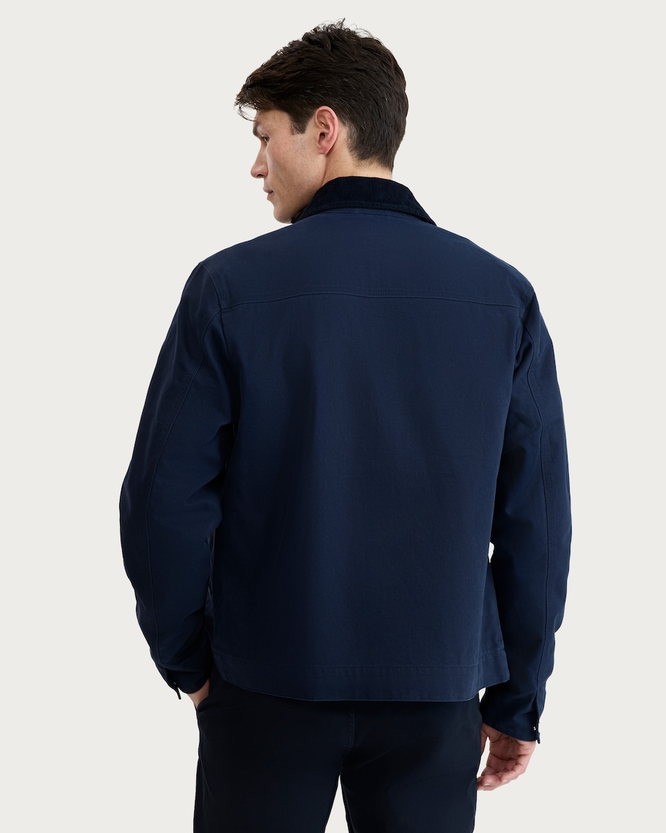 image 1 of F&F Corduroy Collar Button Up Jacket in Navy