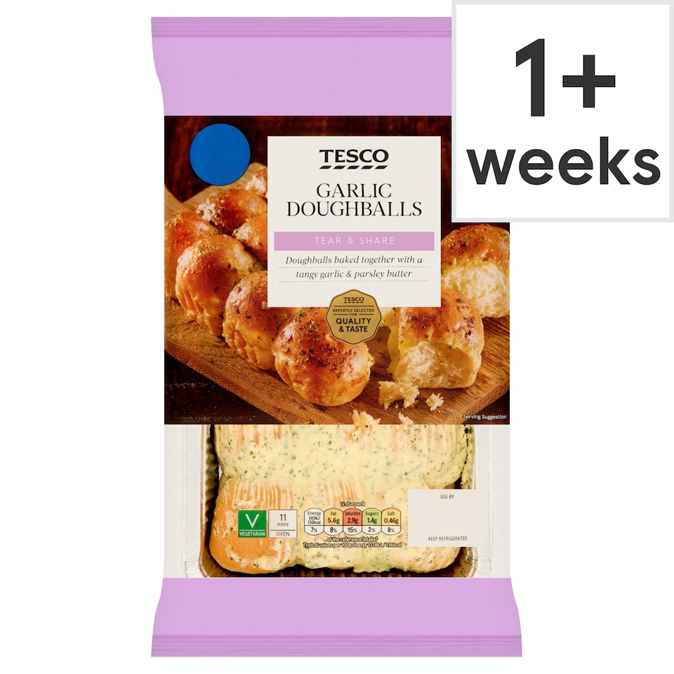 TESCO GARLIC DOUGHBALLS 186G