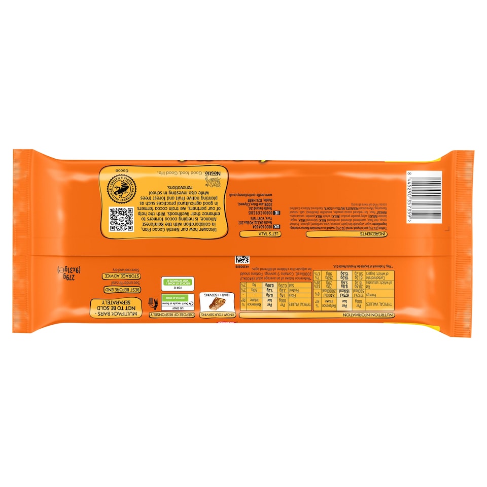 image 1 of Toffee Crisp Biscuit Bar 9 Pack Multipack 279g