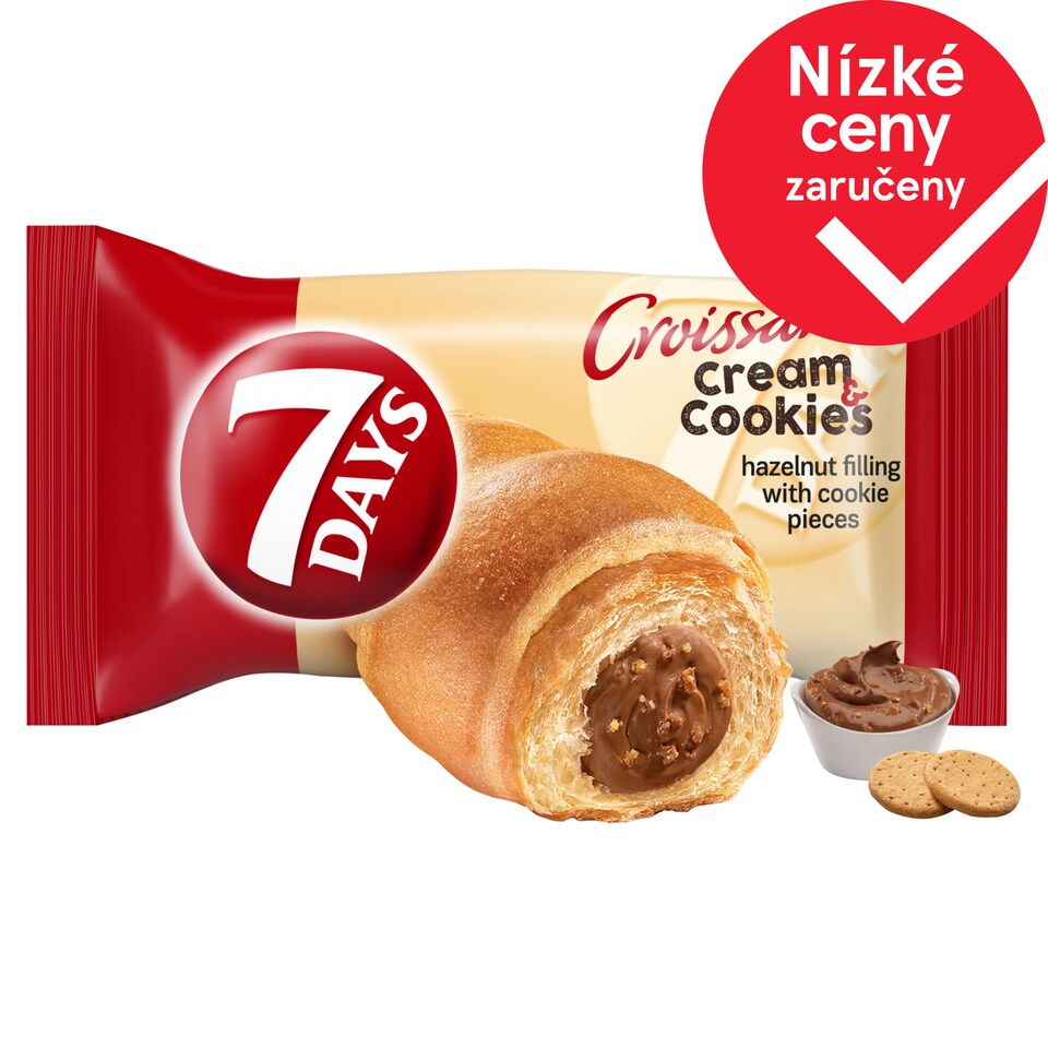 7 Days Croissant Cream & Cookies s lískooříškovým krémem s kousky sušenek 60g