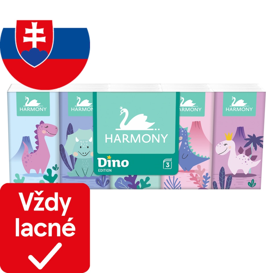 obrázok 1 z Harmony Dino papierové vreckovky 3 vrstvy 10 x 10 ks