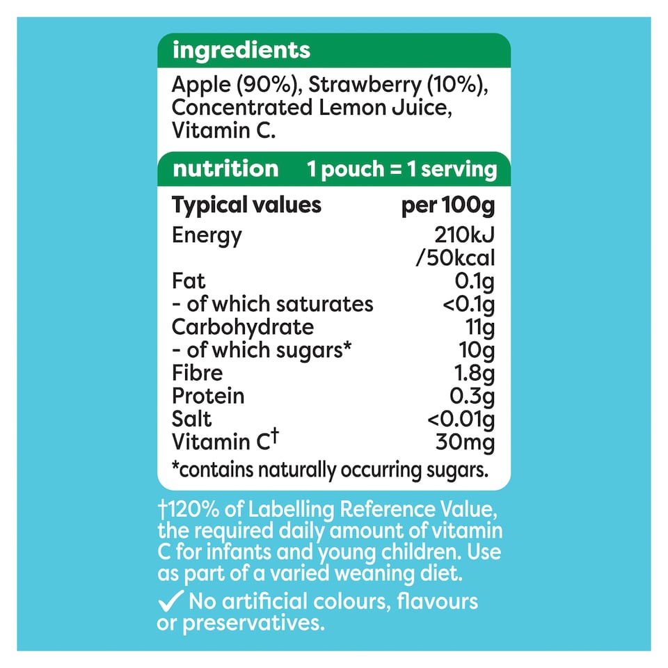 image 1 of Heinz Apple & Strawberry Baby Food Fruit Puree Pouch 100g