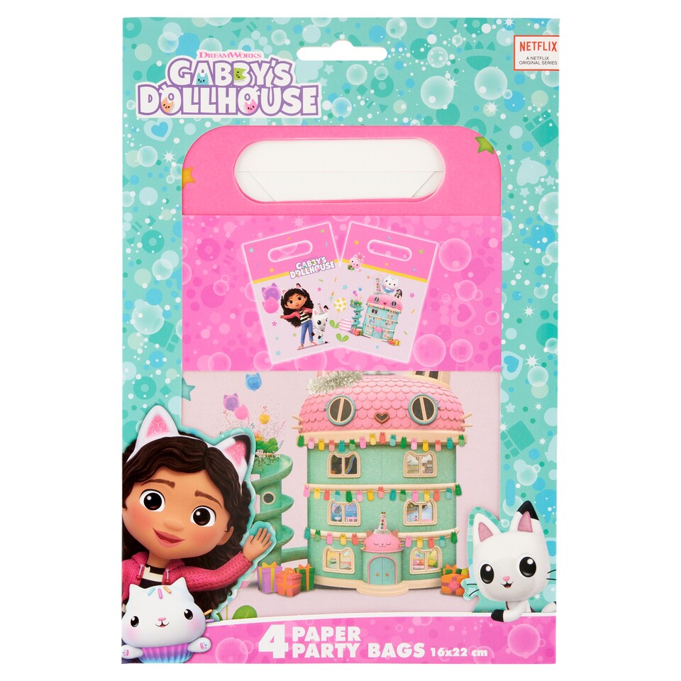 Decorata Party Dreamworks Gabby's Dollhouse papírové dárkové sáčky 16 x 22 cm 4 ks