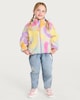image 2 of F&F Girls Squiggle Print Textured Borg Jacket in Multi