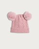 image 1 of F&F Girls Cable Knit Pom Pom Hat in Pink