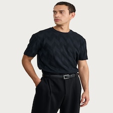 F&F Pure Cotton Chevron Pattern T-Shirt in Black