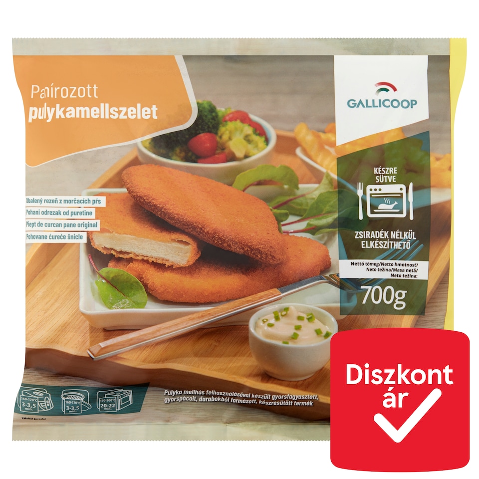 Gallicoop gyorsfagyasztott panírozott pulykamellszelet 700 g  1. kép