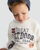 image 1 of F&F Boys Cotton Rich Great Outdoor Slogan Sweatshirt in Cream