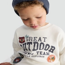 F&F Boys Cotton Rich Great Outdoor Slogan Sweatshirt in Cream