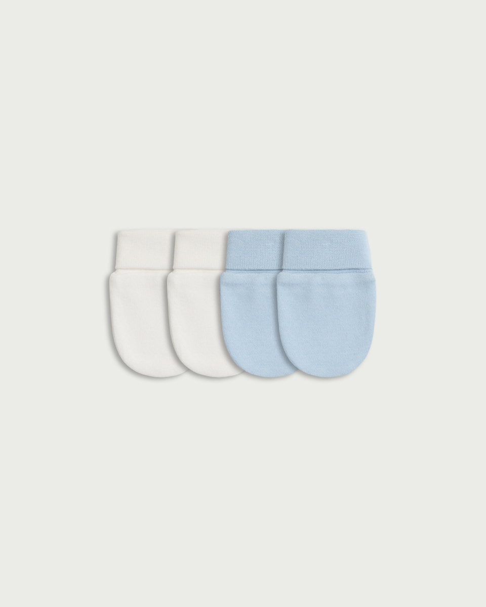 F&F Baby 2-Pack Pure Cotton Scratch Mittens in Blue