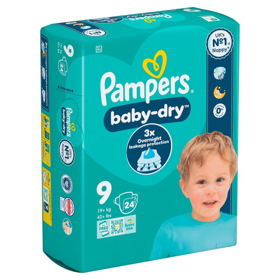 image 1 of Pampers Baby Dry Taped Size 9 24 Nappies Essential Pack