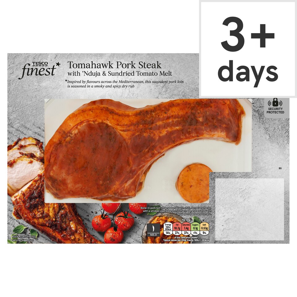 Tesco Finest Tomahawk Pork Steak with 'Nduja and Sundried Tomato Melt
