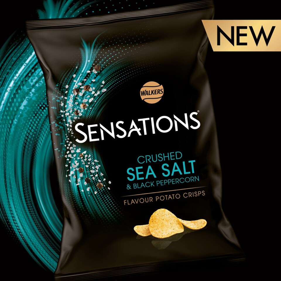image 1 of Sensations Crushed Sea Salt & Black Peppercorn Flavour Potato Crisps 40g