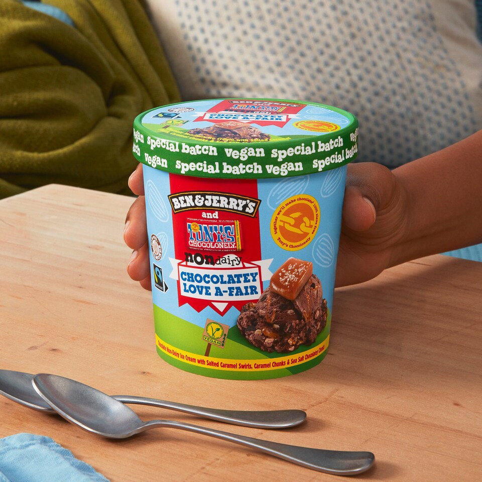 image 1 of Ben & Jerry's Non Dairy Tony's Chocolonely Chocolate Love A Fair Ice Cream Tub 465ml