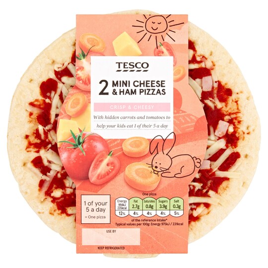 Tesco Kids Cheese And Ham 2 Pizzas 232G Tesco Groceries