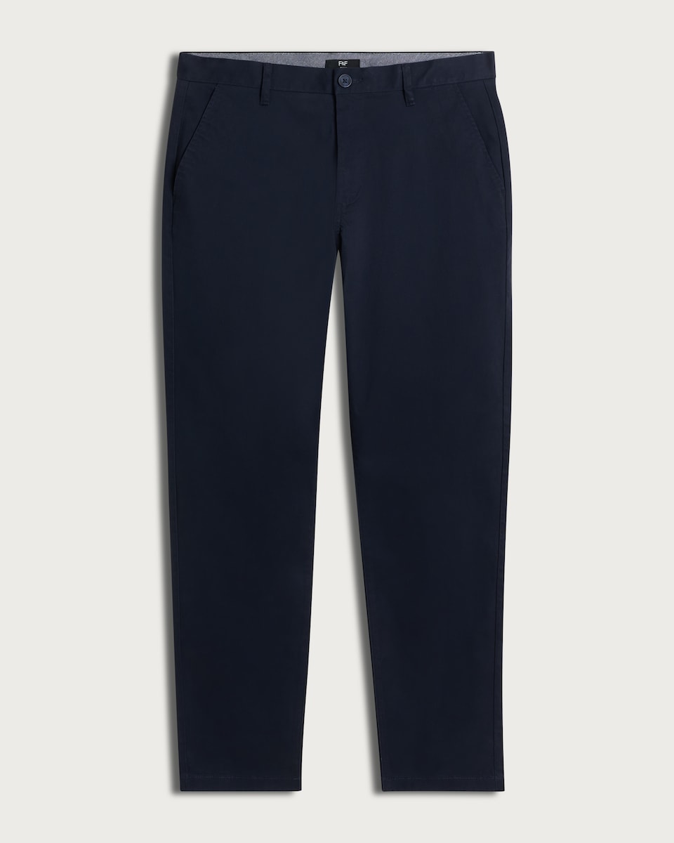 image 1 of F&F Cotton Rich Slim Fit Chino Trousers in Navy